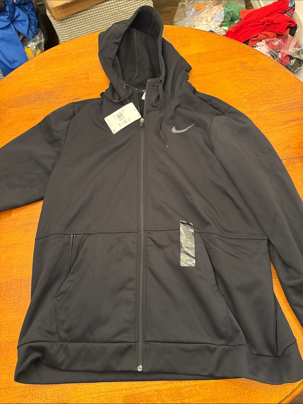Nike Dri-FIT Full Zip Hoodie Mens XXL Black Training Fleece Jacket CU6231-010